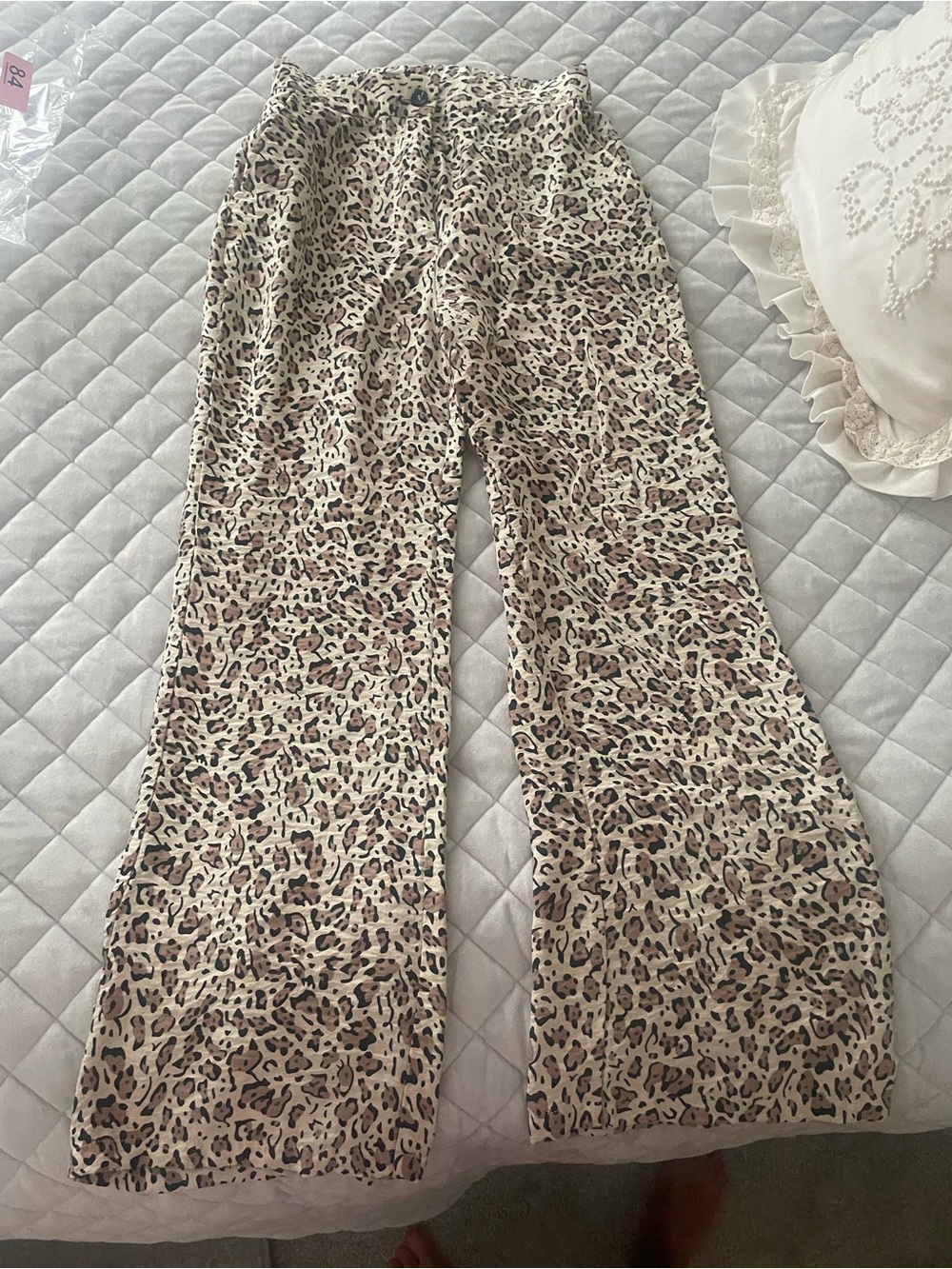 Sincerely Jules Cream and Brown Leopard Wide-Leg Pants